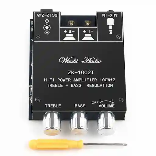 ZK-1002T Bluetooth Stereo Amplifier Board 100W+100W — front view